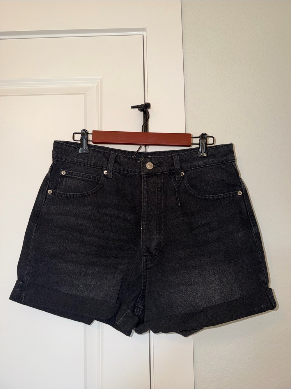 Black High-Waist Denim Shorts